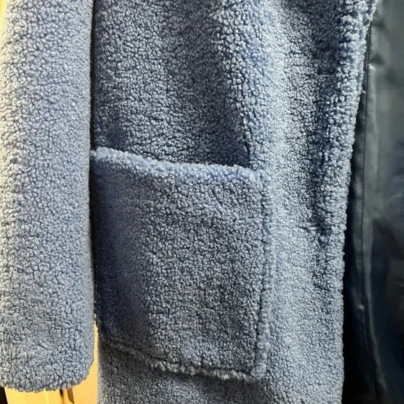 French Connection Blue Teddy Coat Medium - Picture 5 of 6